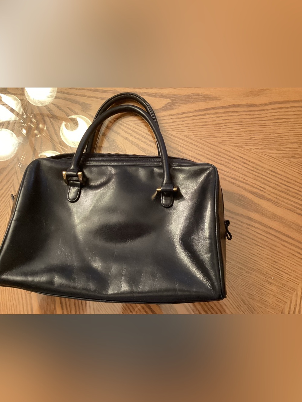 Koret Black Leather Briefcase with Gold Accents